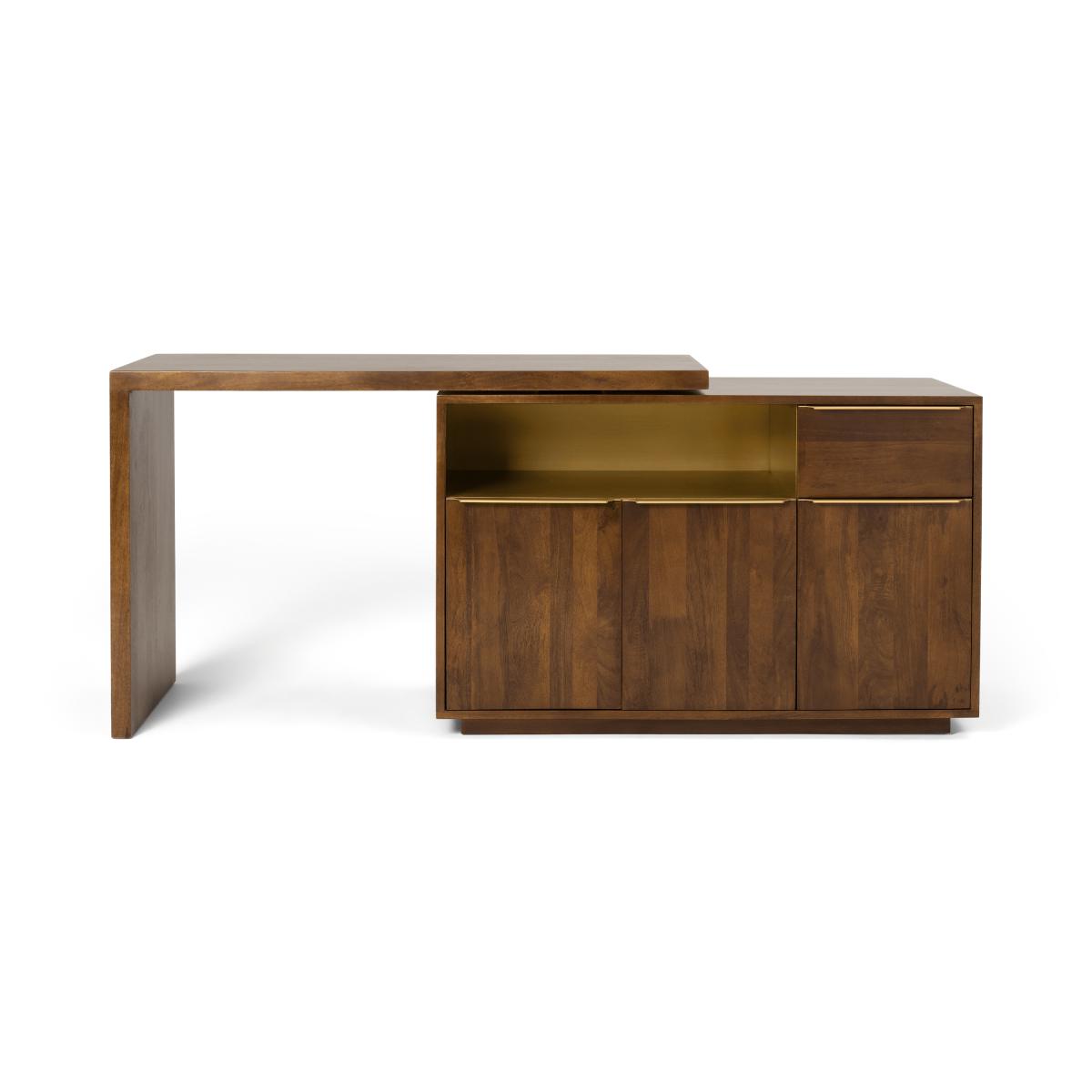 Anderson Swivel Desk, Mango Wood & Brass – image 3