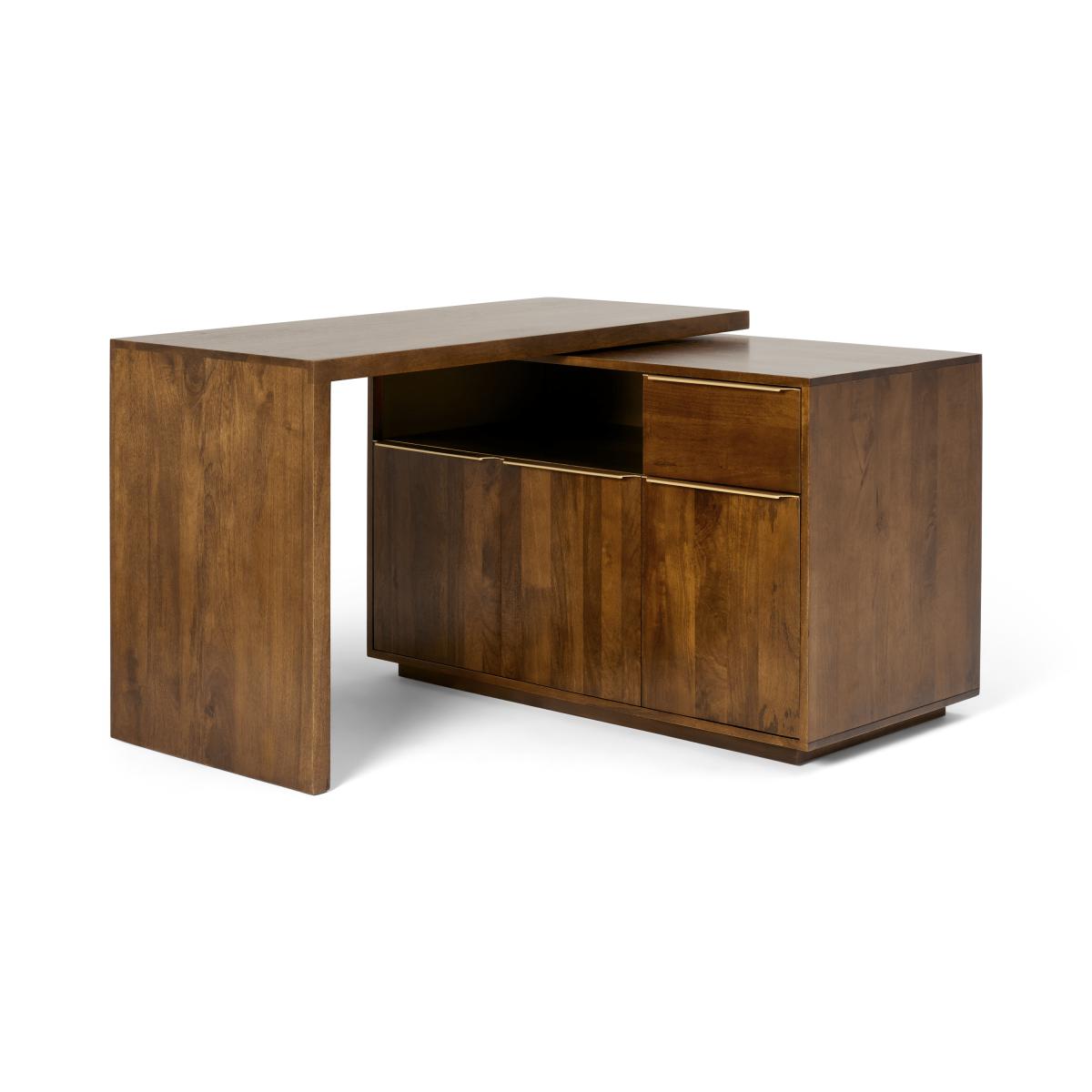 Anderson Swivel Desk, Mango Wood & Brass – image 5