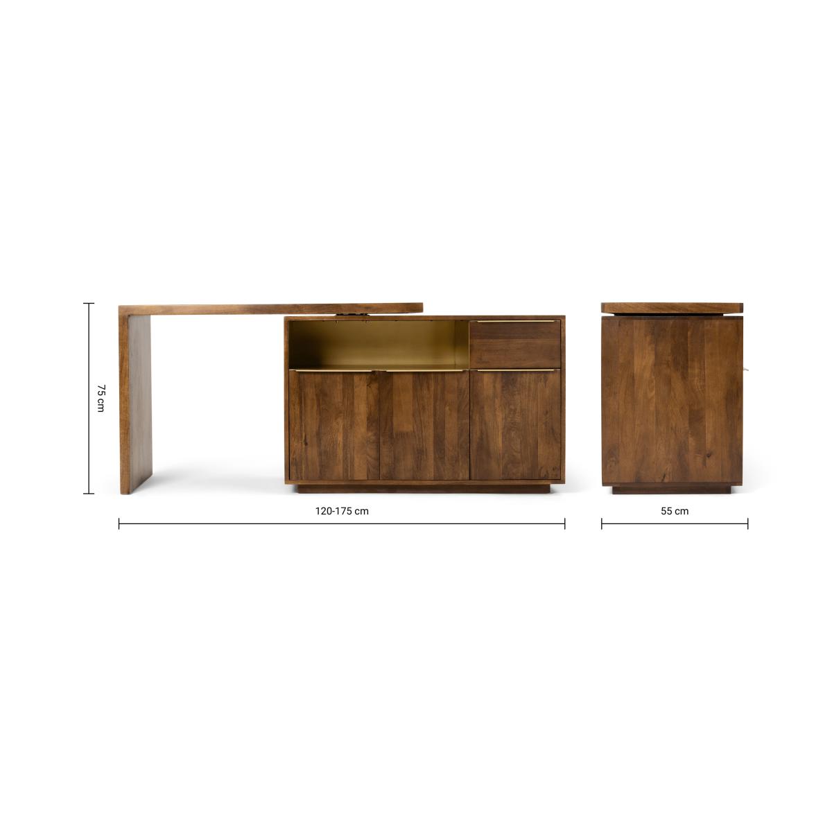 Anderson Swivel Desk, Mango Wood & Brass – image 8