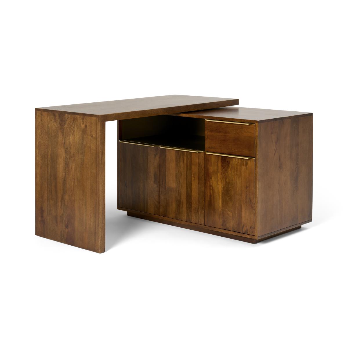 Anderson Swivel Desk, Mango Wood & Brass – image 9