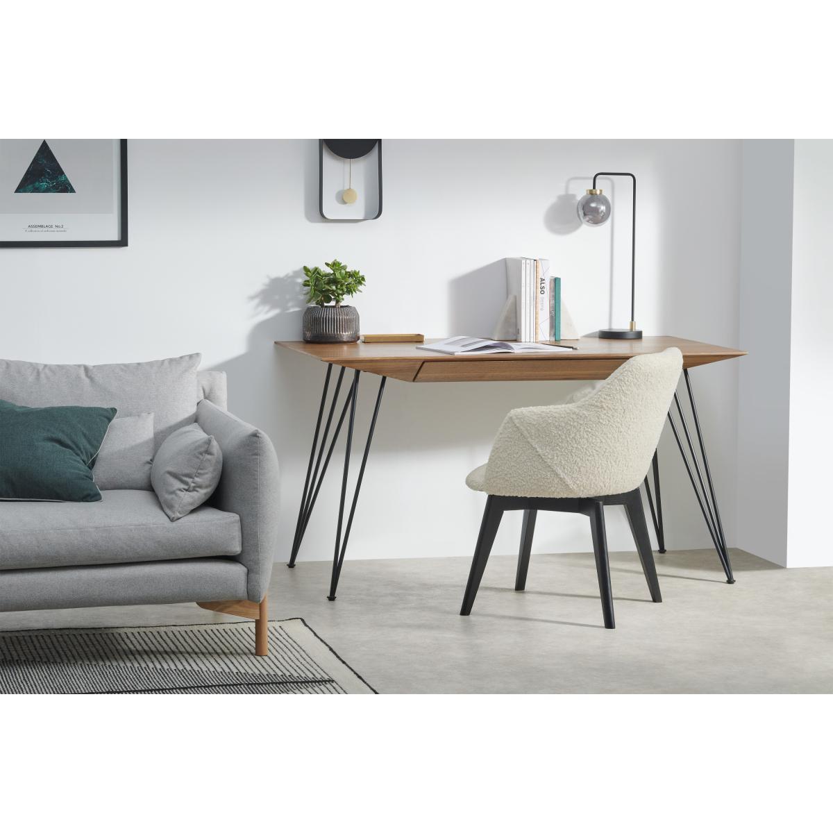 Frankie Wide Desk, Walnut & Black Metal – image 4