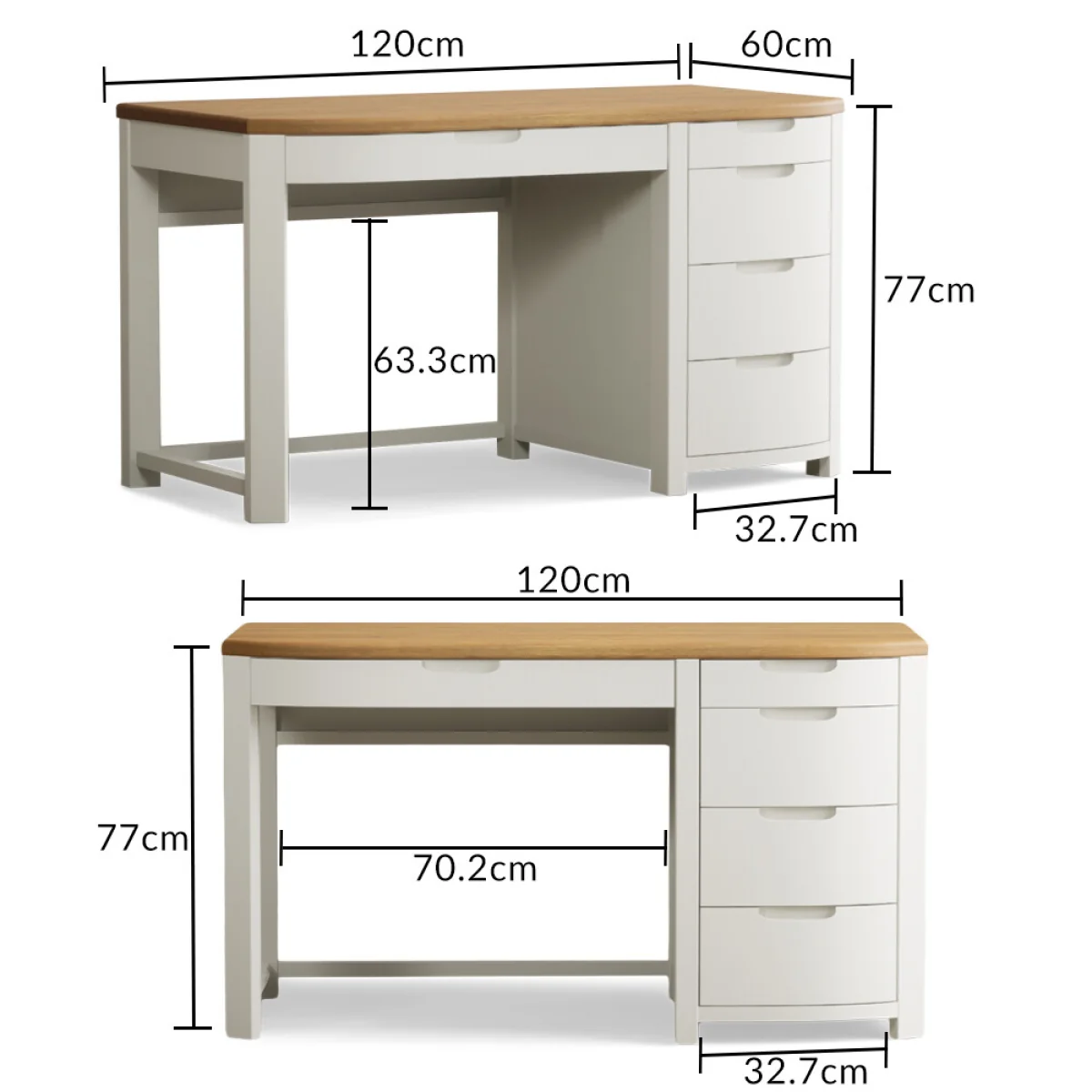 Bradwell Oak and Signal White Painted Computer Desk – image 10