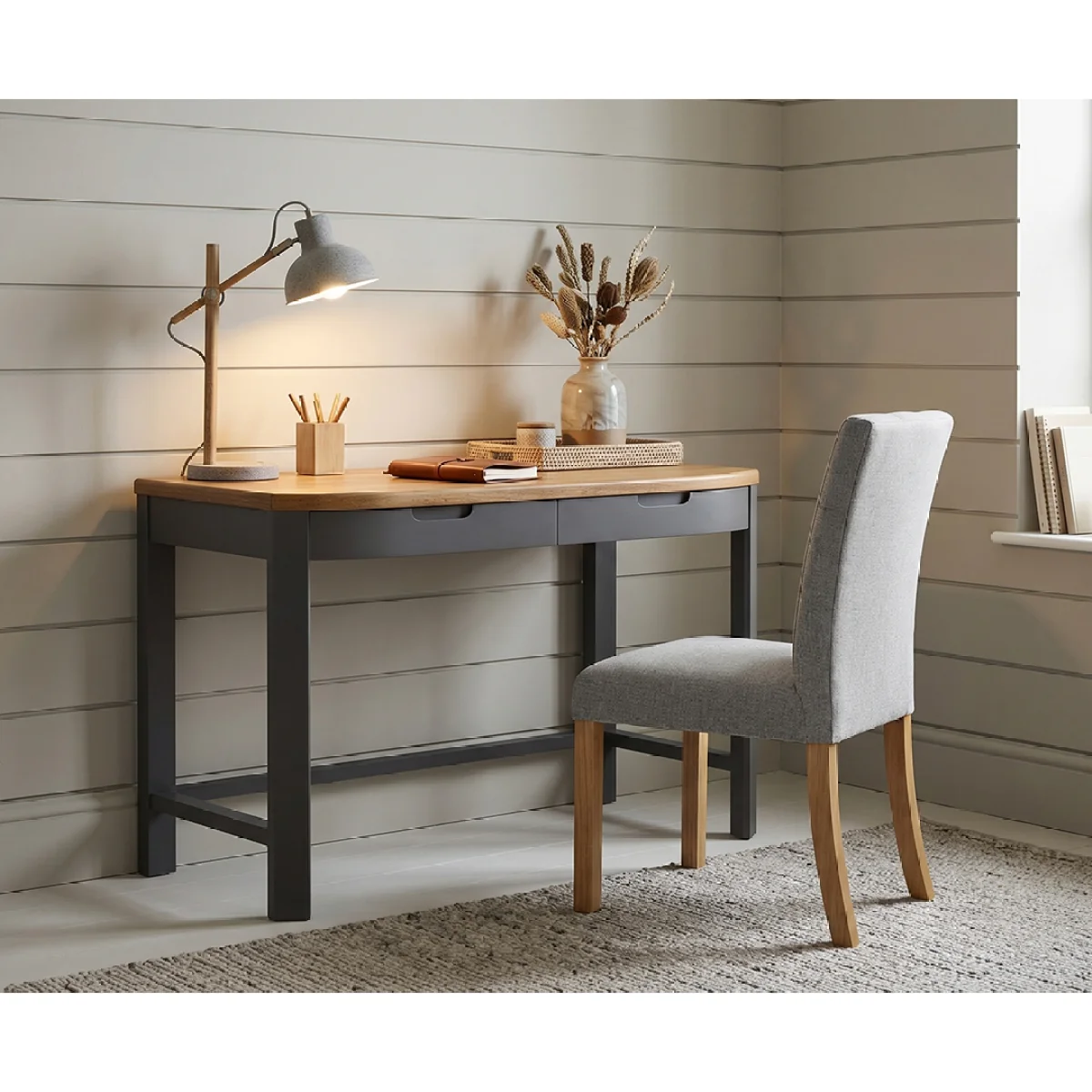 Bradwell Oak and Charcoal Painted Compact Desk – image 4