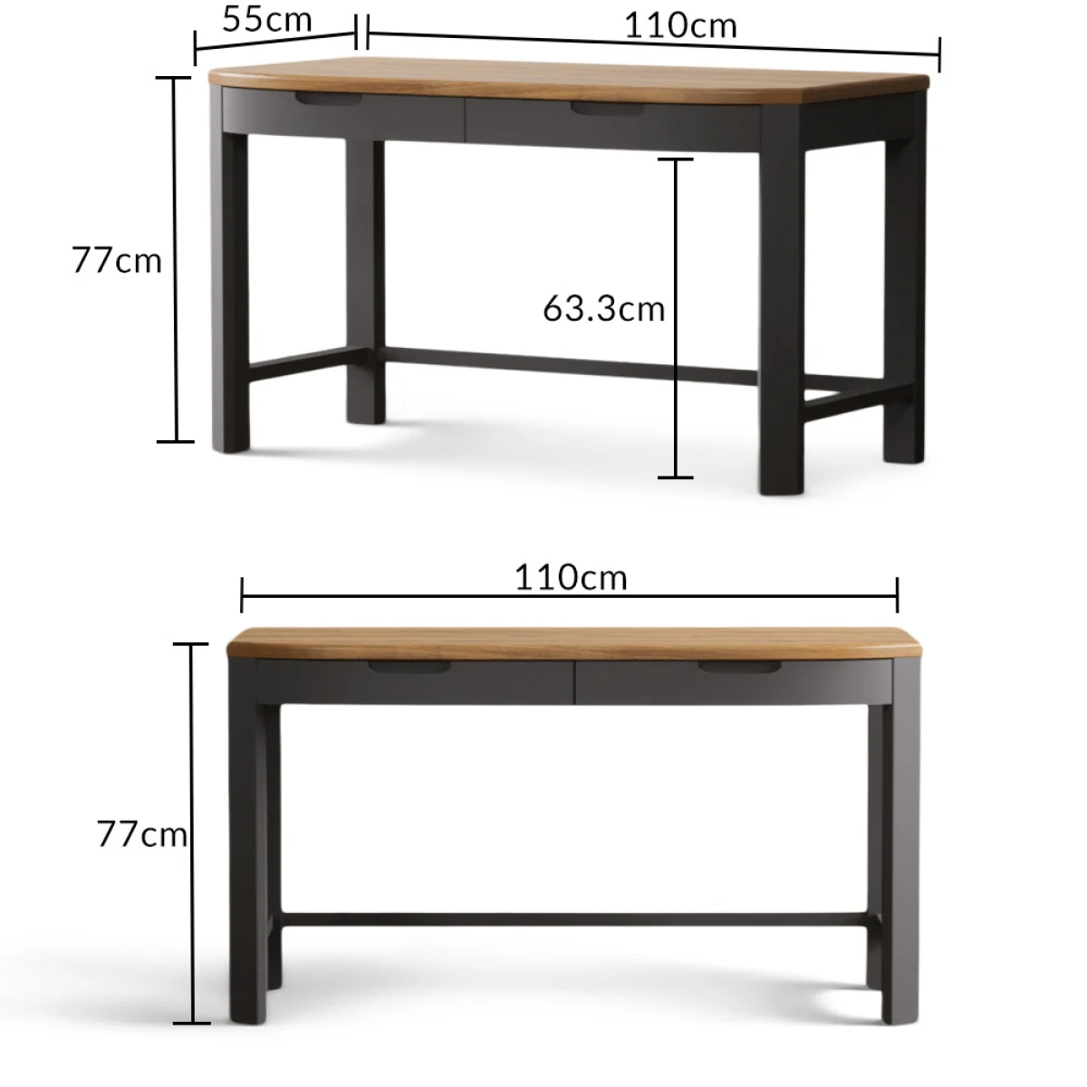 Bradwell Oak and Charcoal Painted Compact Desk – image 9