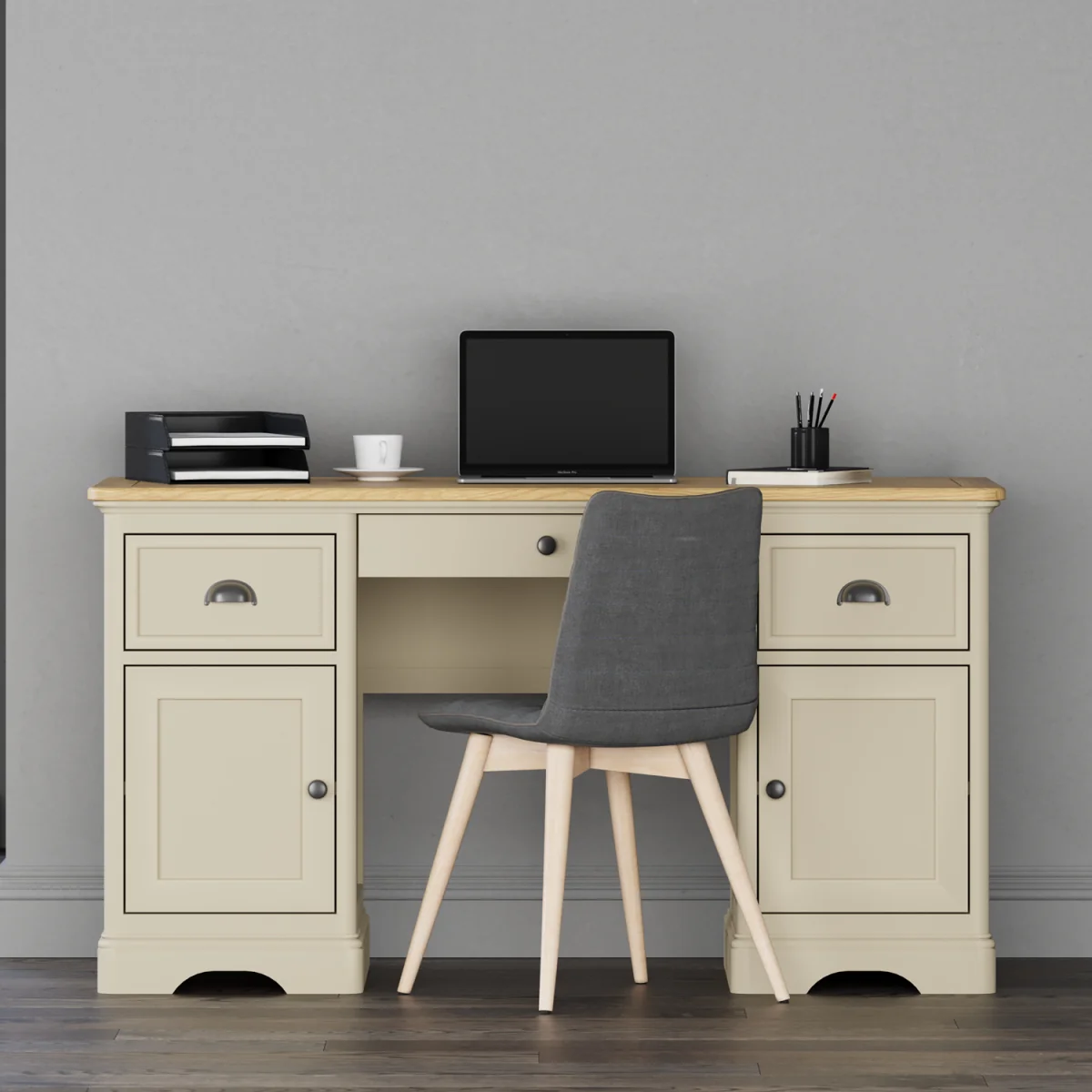 Bridstow Oak and Cream Painted Computer Desk – image 3