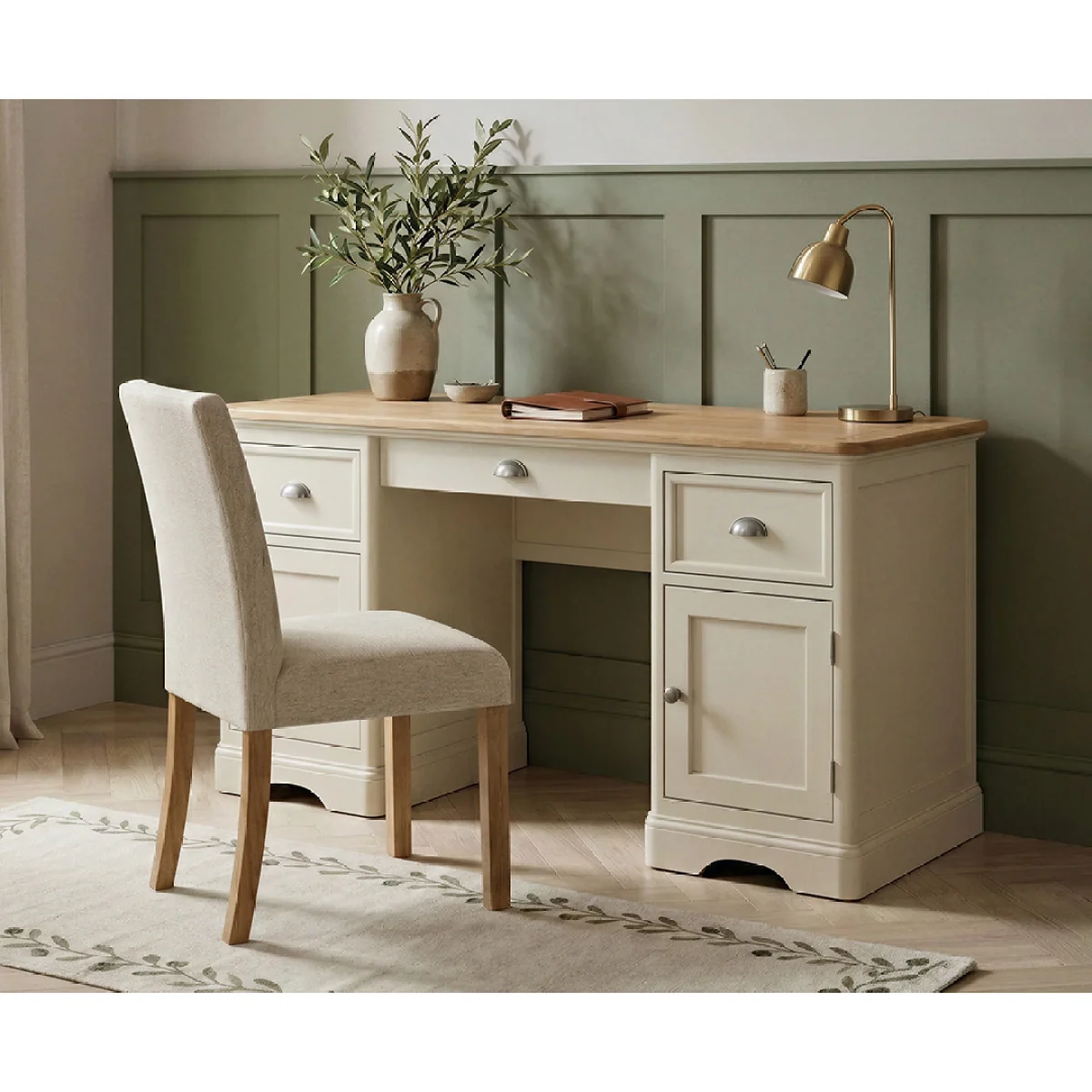 Bridstow Oak and Cream Painted Computer Desk – image 4