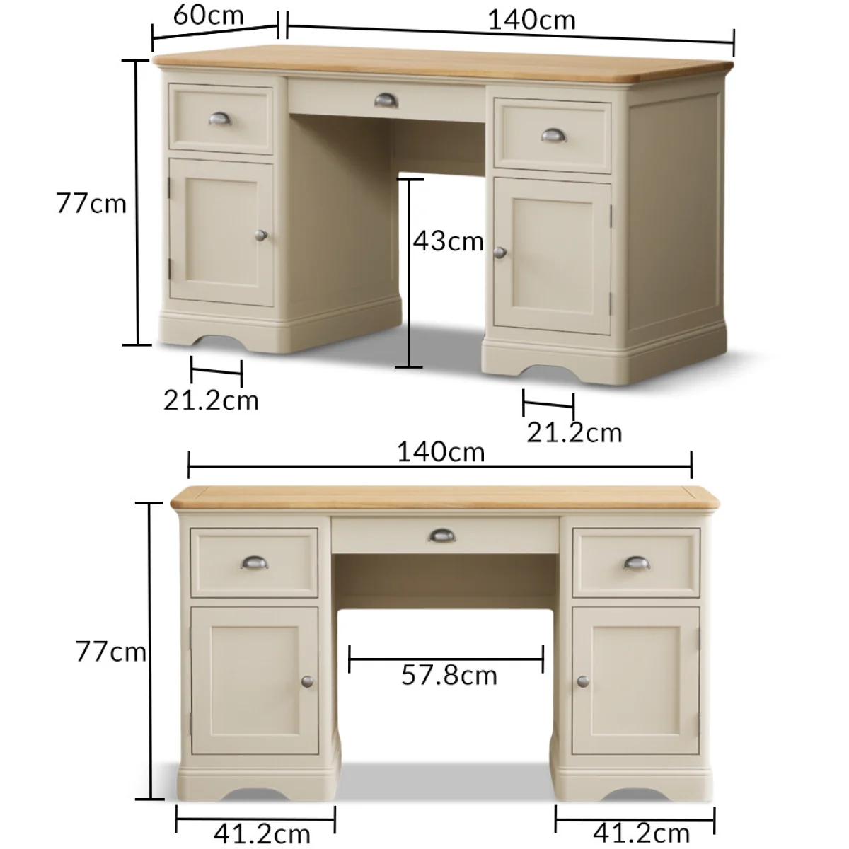 Bridstow Oak and Cream Painted Computer Desk – image 10