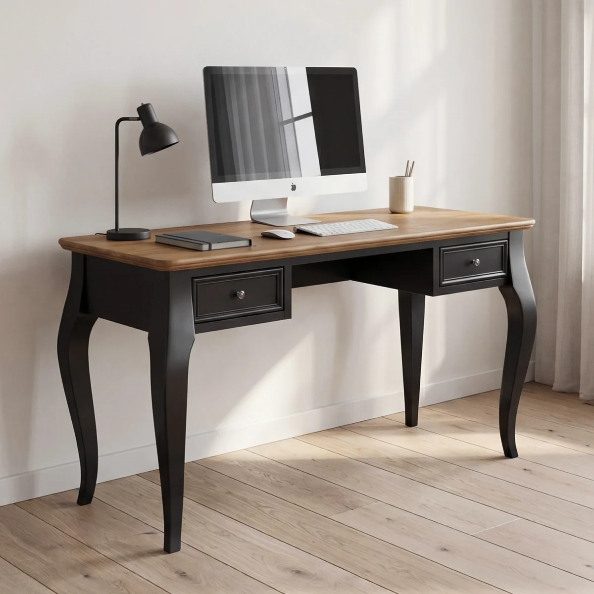 Chateau Noir Oak and Black Painted Computer Desk – image 2