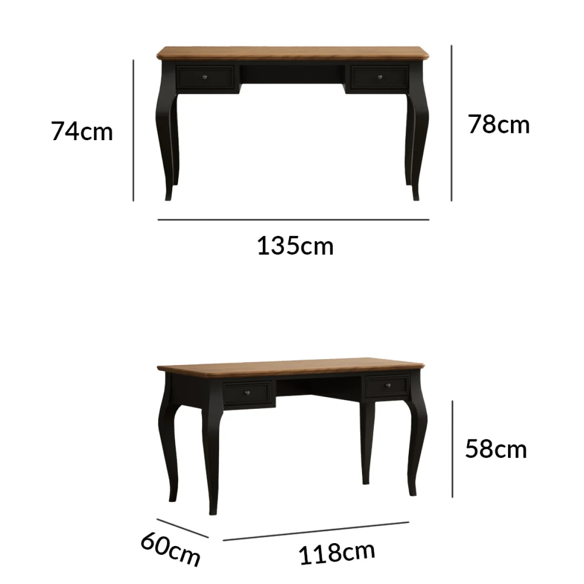 Chateau Noir Oak and Black Painted Computer Desk – image 12
