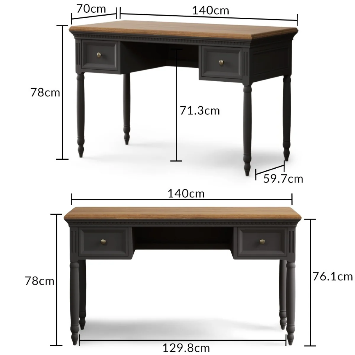 Francis Oak and Charcoal Grey Painted Computer Desk – image 11