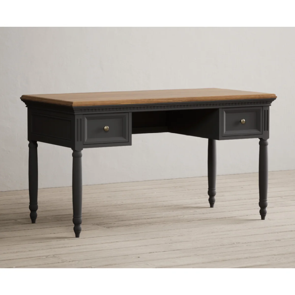 Francis Oak and Charcoal Grey Painted Computer Desk – image 3