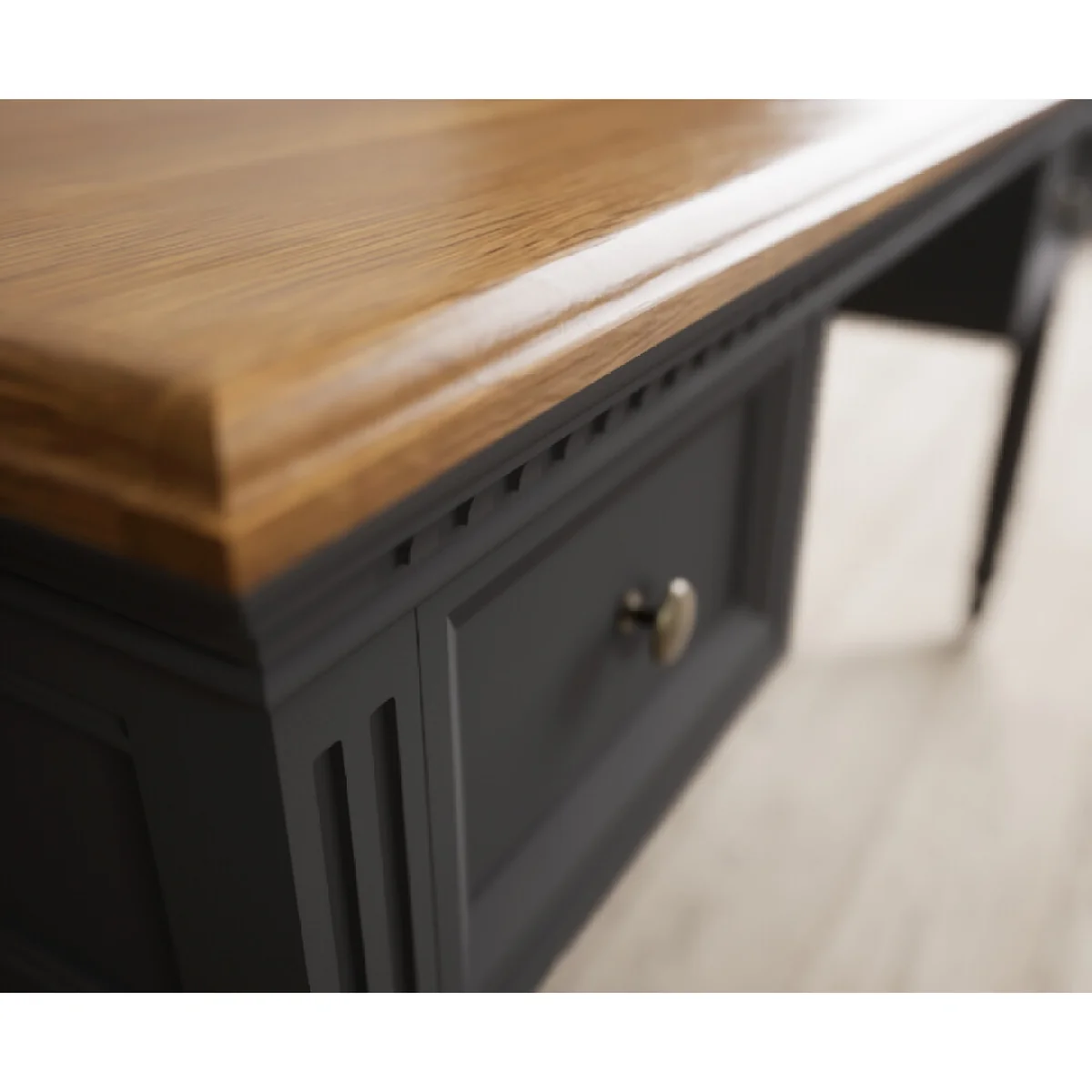 Francis Oak and Charcoal Grey Painted Computer Desk – image 7