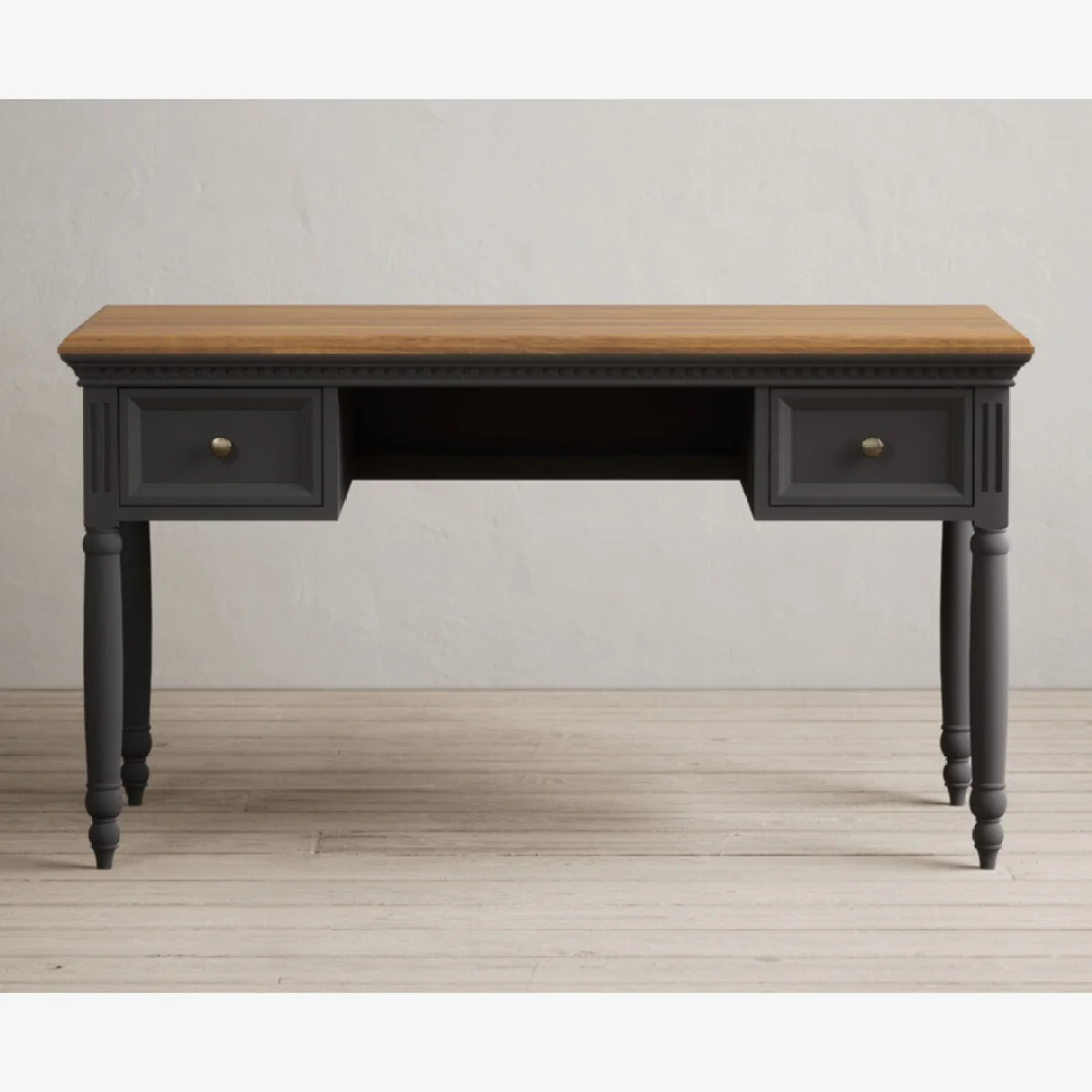 Francis Oak and Charcoal Grey Painted Computer Desk – image 1