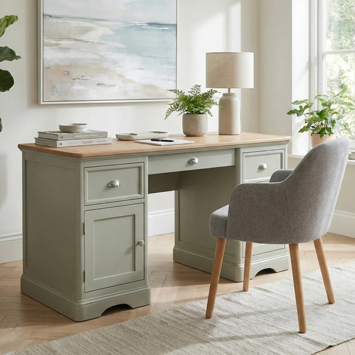 Bridstow Soft Green Painted Computer Desk – image 2