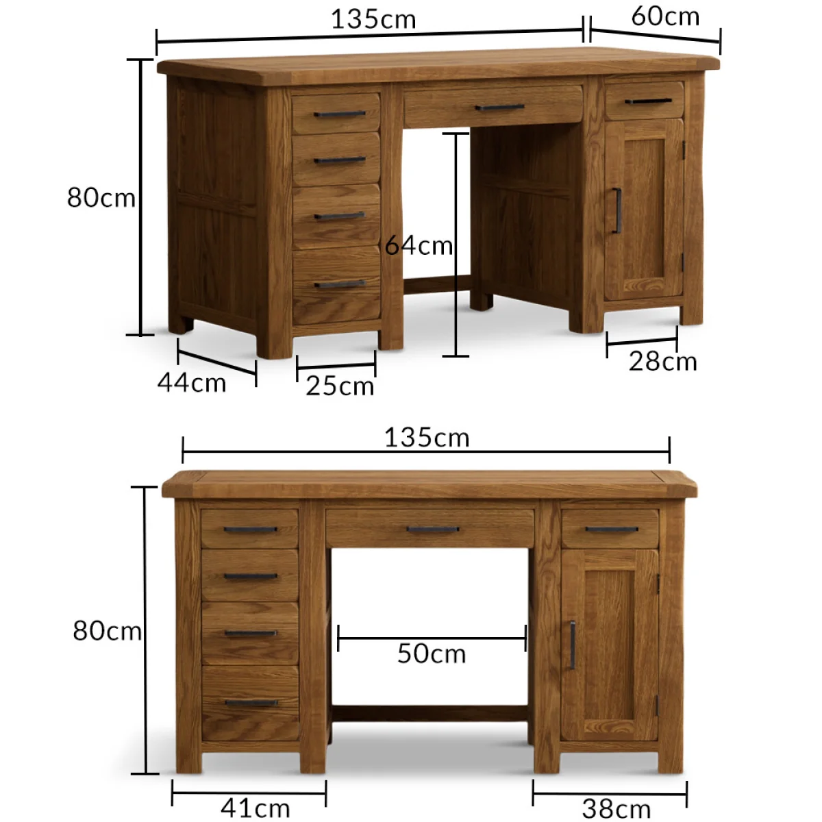 Harrogate Rustic Solid Oak Computer Desk – image 7