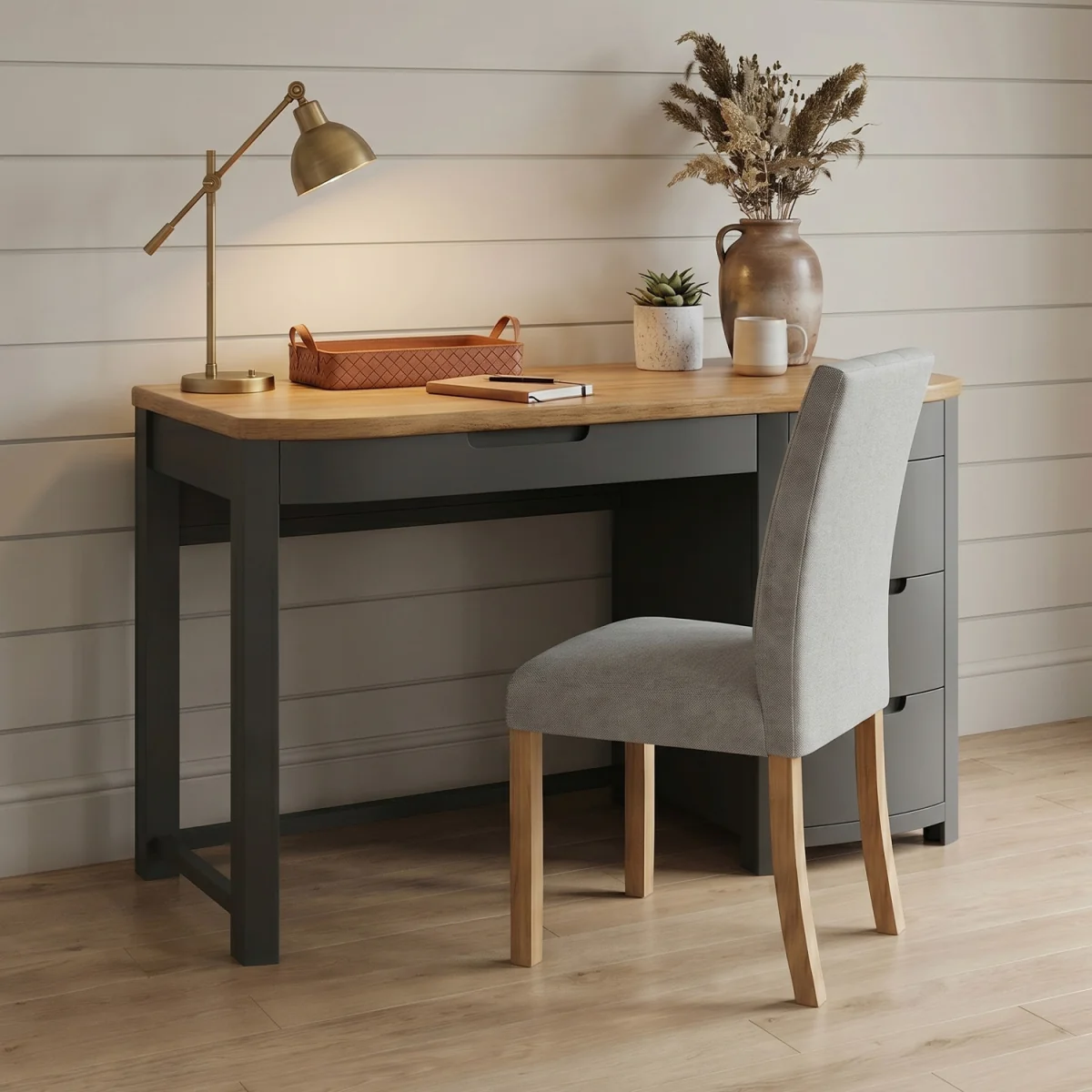 Bradwell Oak and Charcoal Painted Computer Desk – image 2
