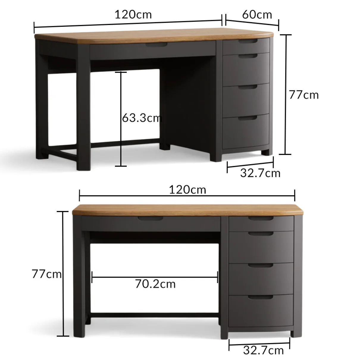 Bradwell Oak and Charcoal Painted Computer Desk – image 11