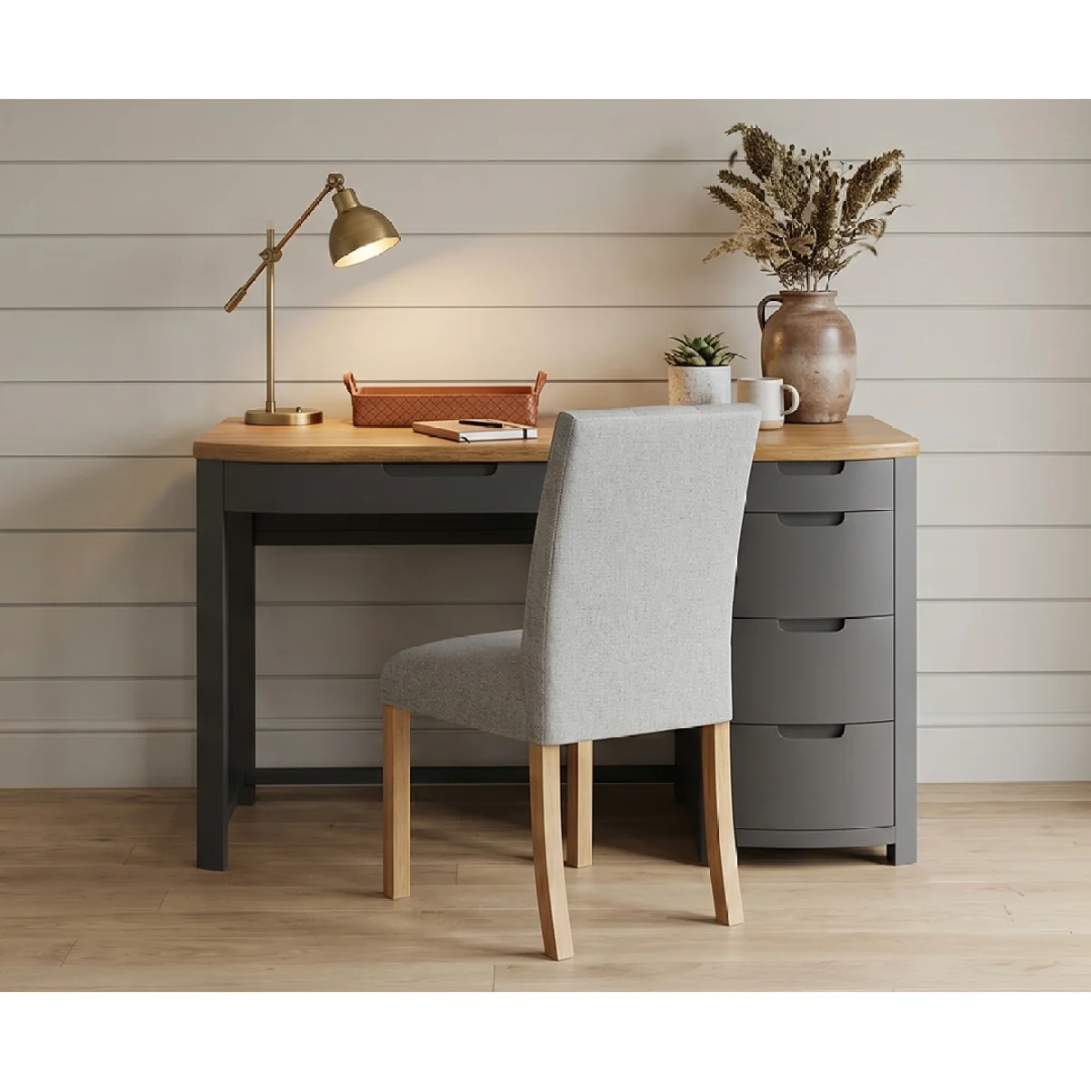 Bradwell Oak and Charcoal Painted Computer Desk – image 4