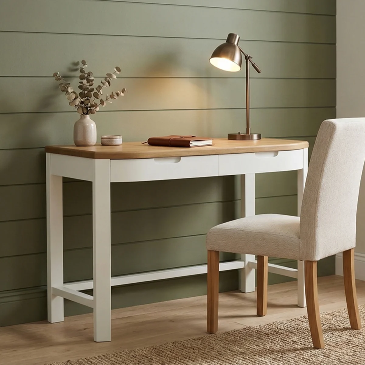 Bradwell Oak and Signal White Painted Compact Desk – image 2