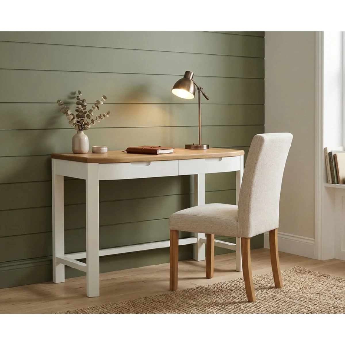 Bradwell Oak and Signal White Painted Compact Desk – image 3
