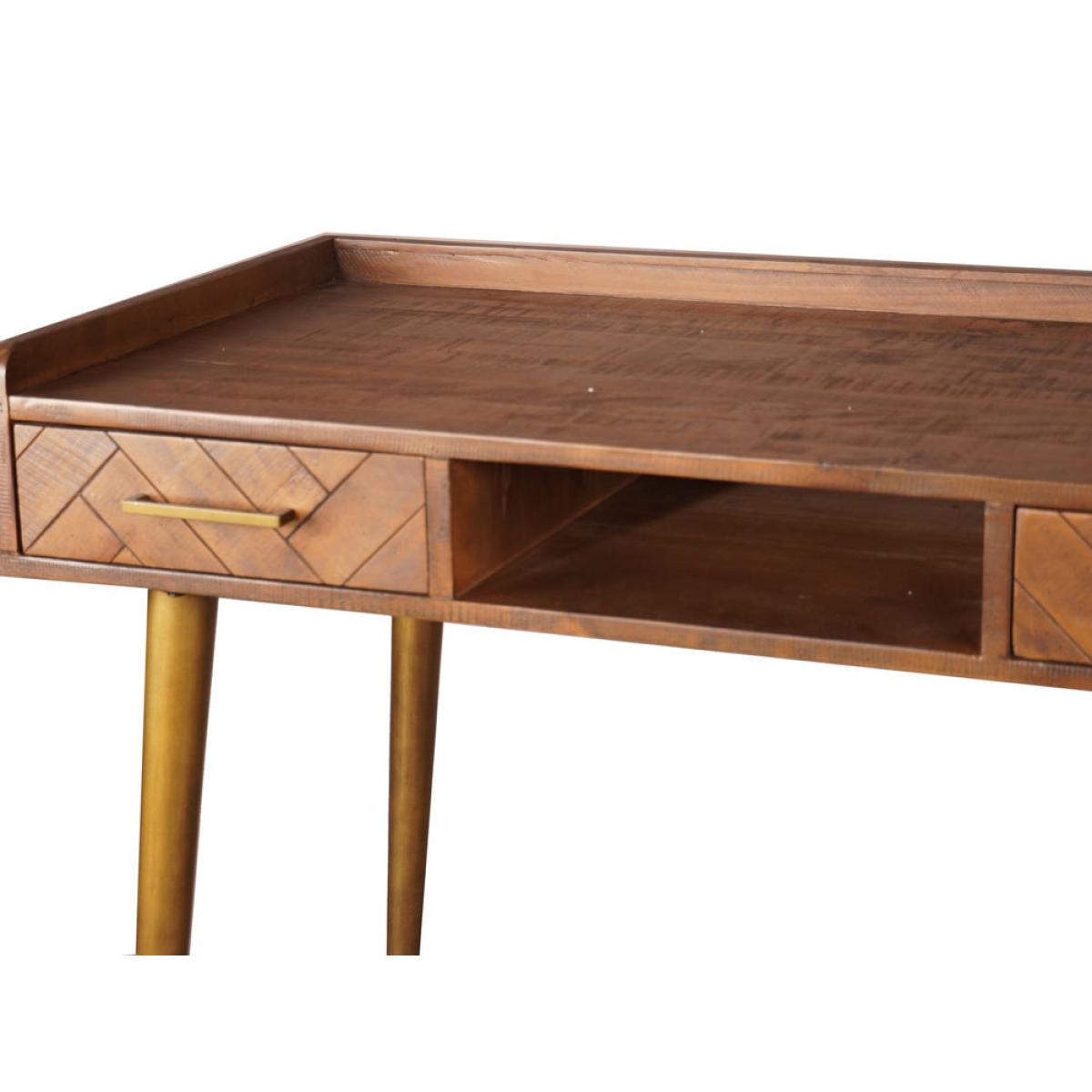 Hill Interiors Havana 2 Drawer Desk in Gold – image 2