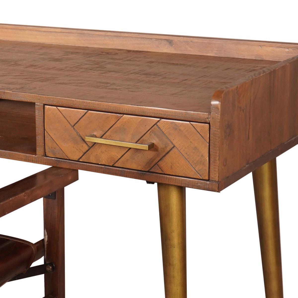 Hill Interiors Havana 2 Drawer Desk in Gold – image 3