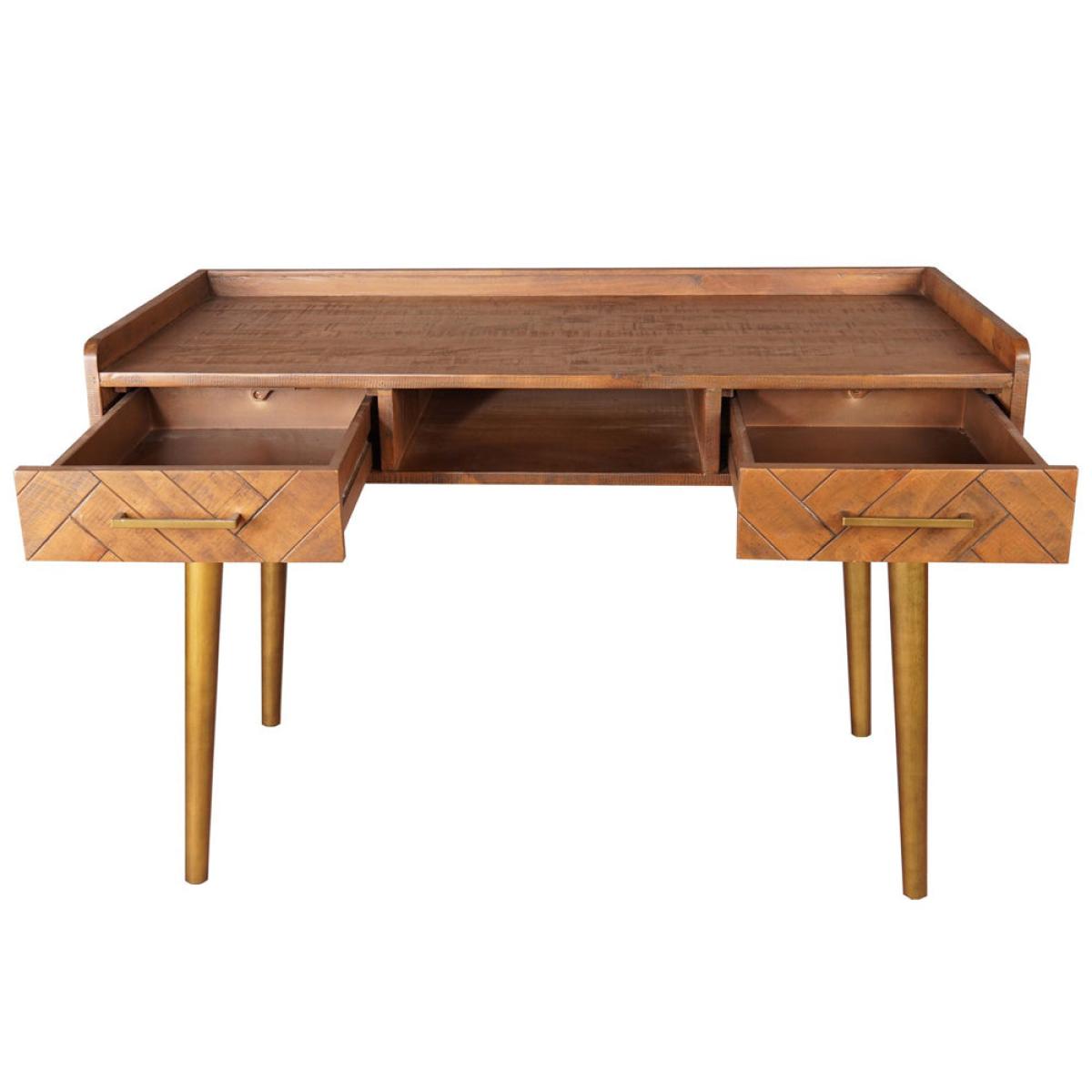 Hill Interiors Havana 2 Drawer Desk in Gold – image 4