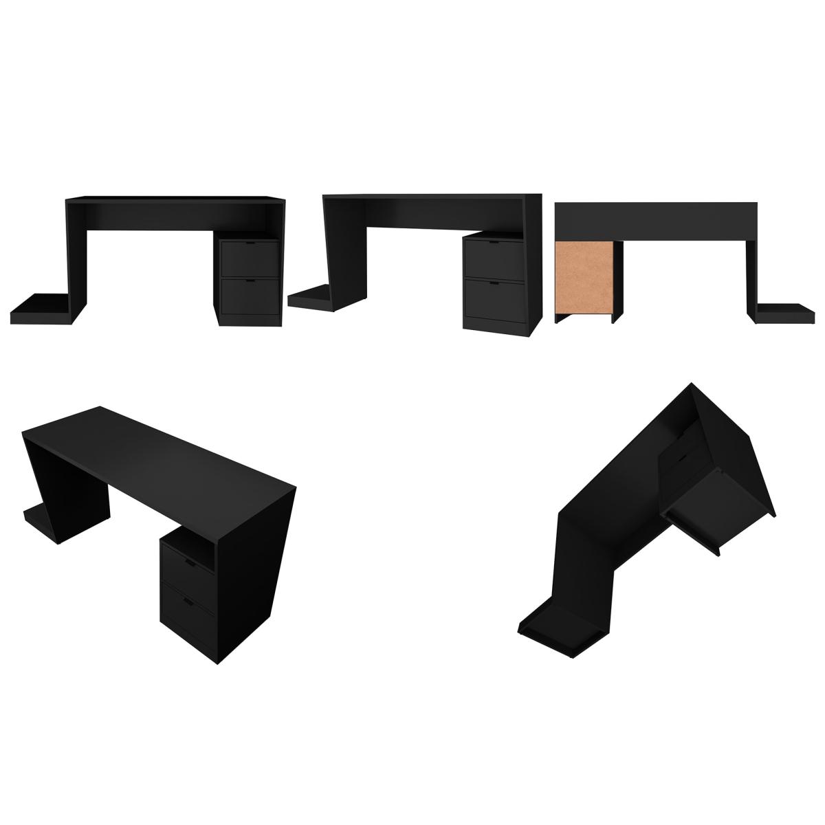 Black Gamer Desk with Storage Cabinet – 173cm – image 5