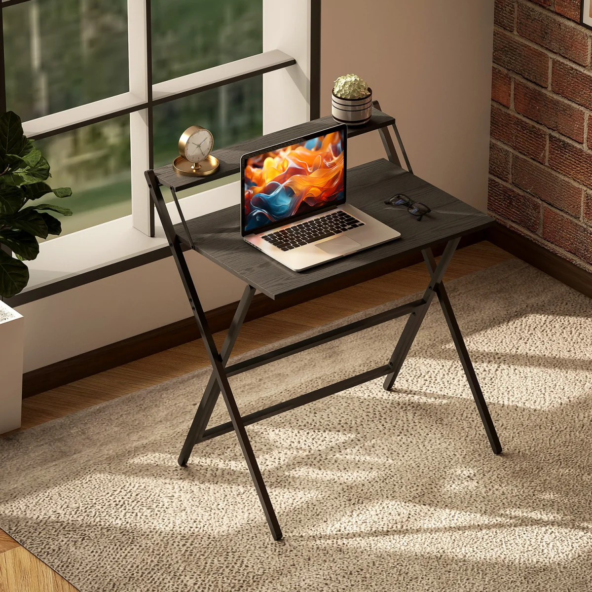 HOMCOM Folding Computer Table - Black / 81.5cm – image 3