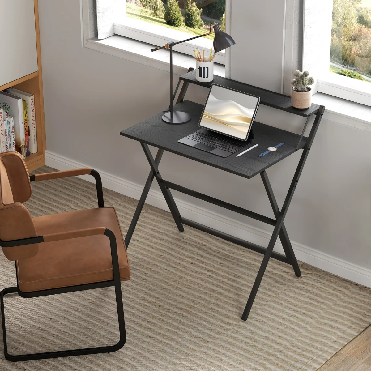HOMCOM Folding Computer Table - Black / 81.5cm – image 4