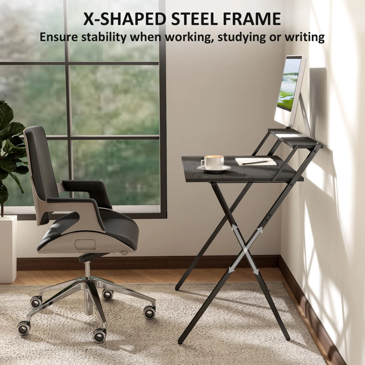 HOMCOM Folding Computer Table - Black / 81.5cm – image 5