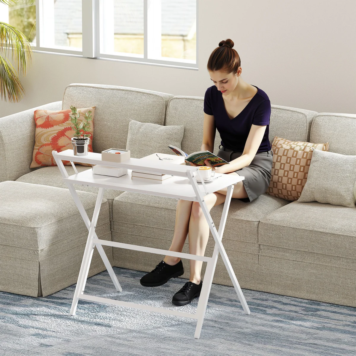 HOMCOM Folding Computer Table - Black / 81.5cm – image 10
