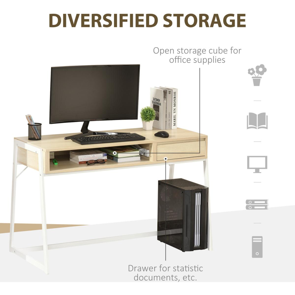 Compact Computer Desk Workstation for Modern Office - Natural wood – image 5