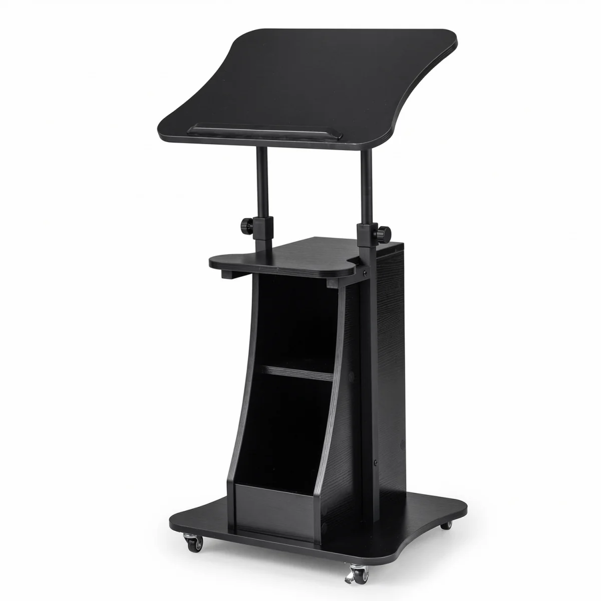 Multifunctional Laptop Cart with Casters - Black – image 2