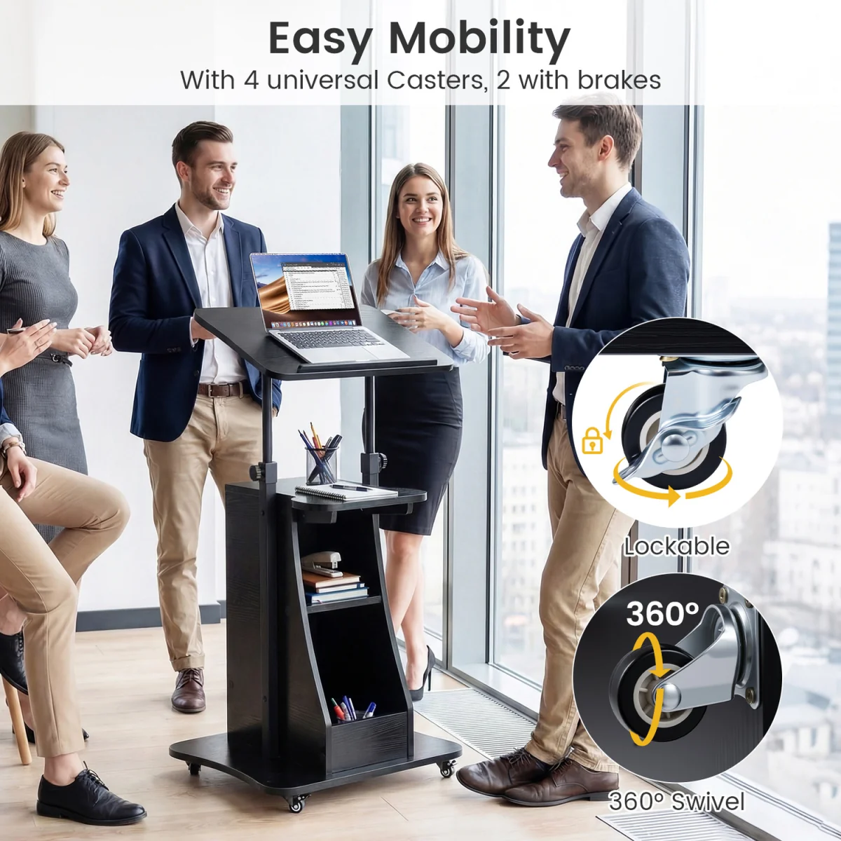 Multifunctional Laptop Cart with Casters - Black – image 12