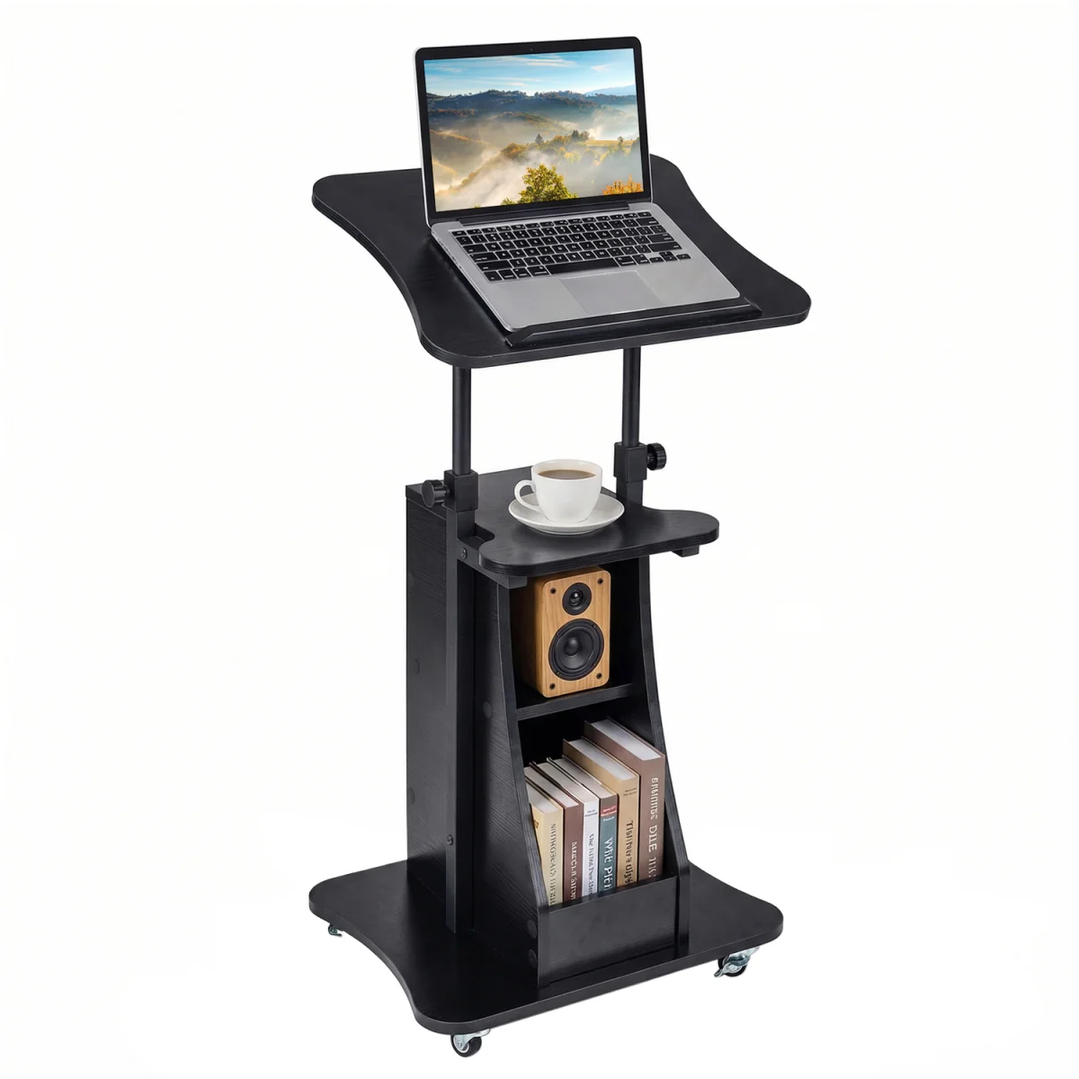 Multifunctional Laptop Cart with Casters - Black – image 5