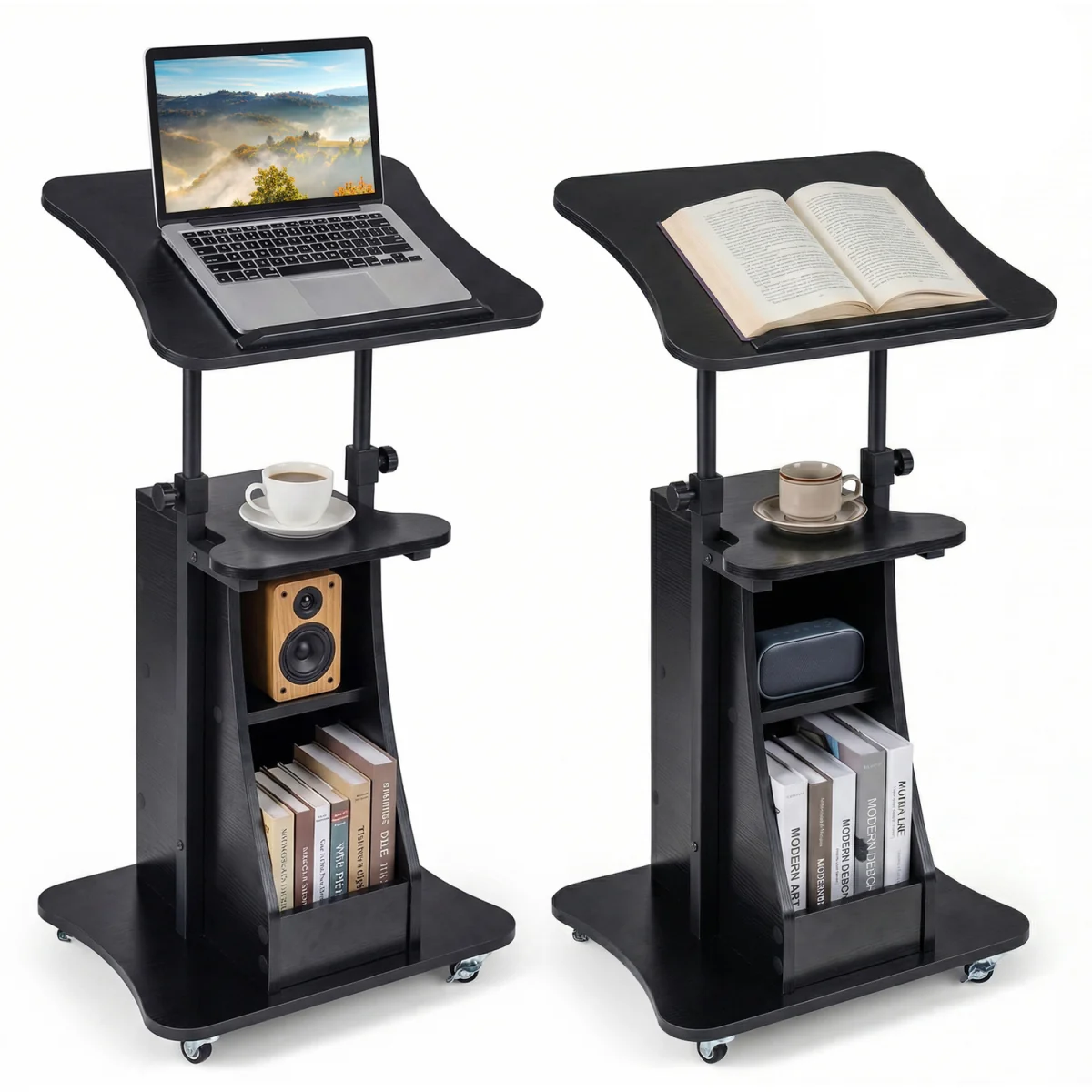 Multifunctional Laptop Cart with Casters - Black – image 8