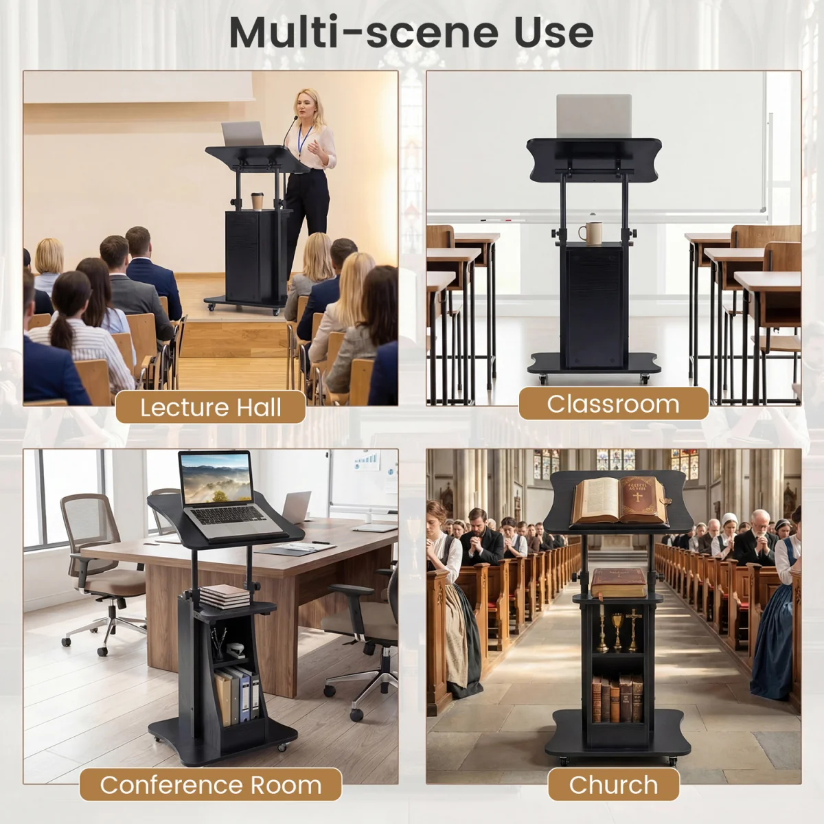 Multifunctional Laptop Cart with Casters - Black – image 10