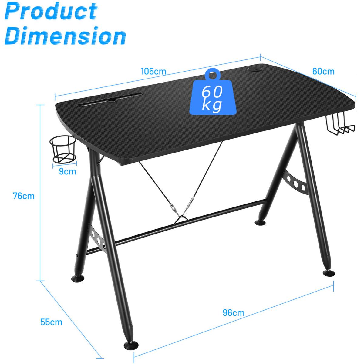 Costway Y-shaped Gaming Computer Desk - Black – image 2