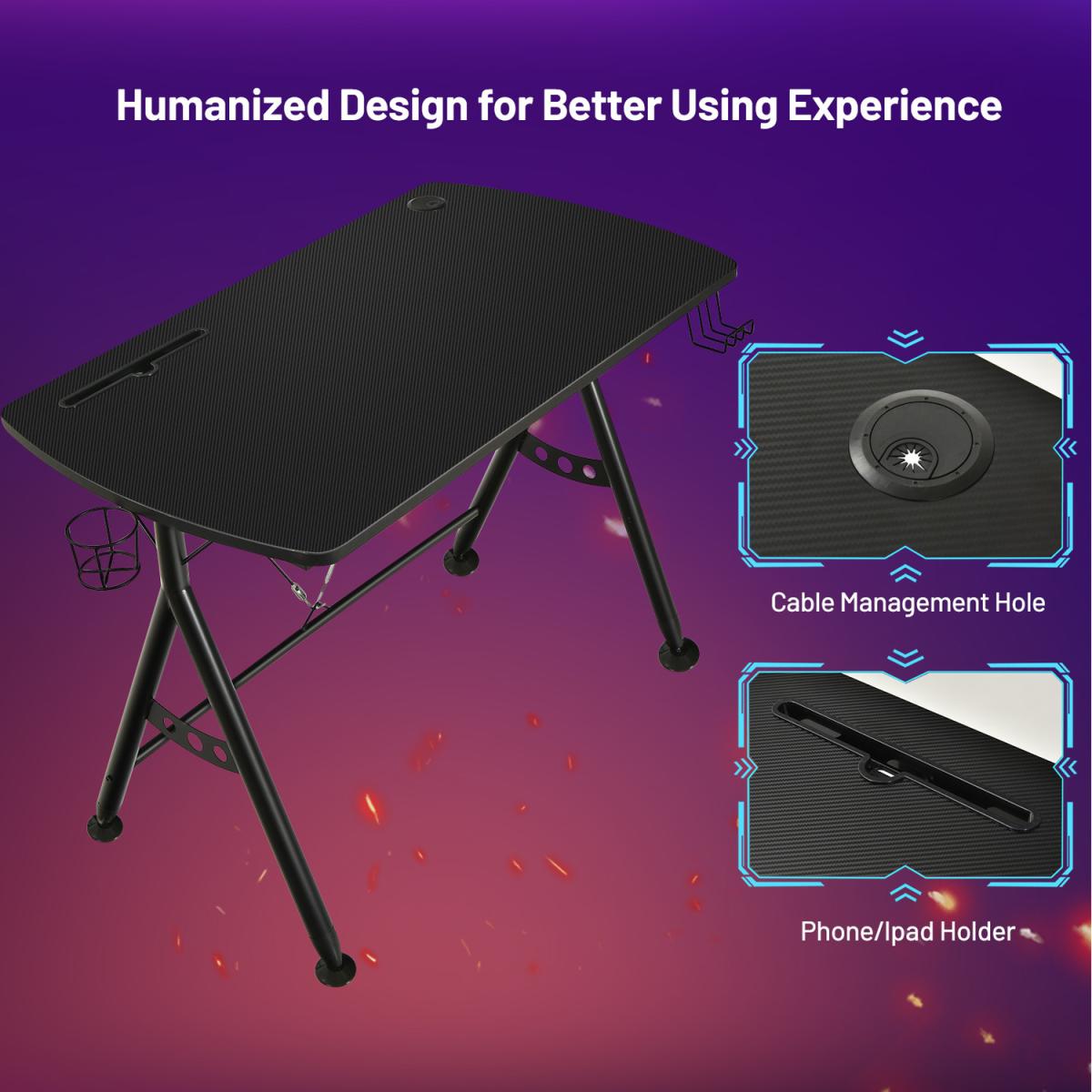 Costway Y-shaped Gaming Computer Desk - Black – image 3