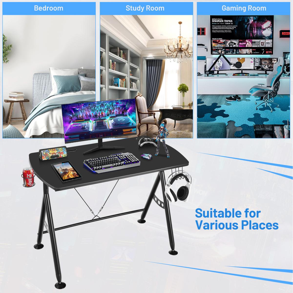 Costway Y-shaped Gaming Computer Desk - Black – image 5