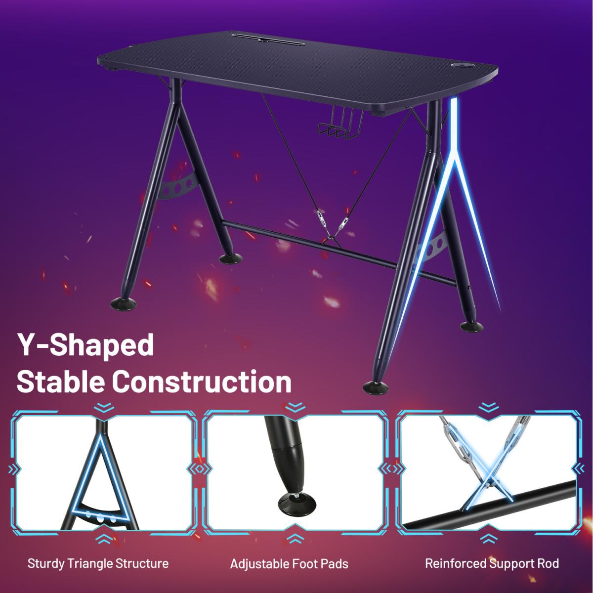 Costway Y-shaped Gaming Computer Desk - Black – image 6