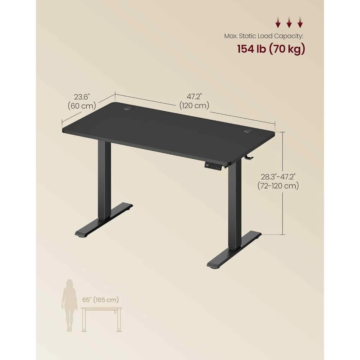 Electric Standing Desk Memory Function, Black - Black – image 2