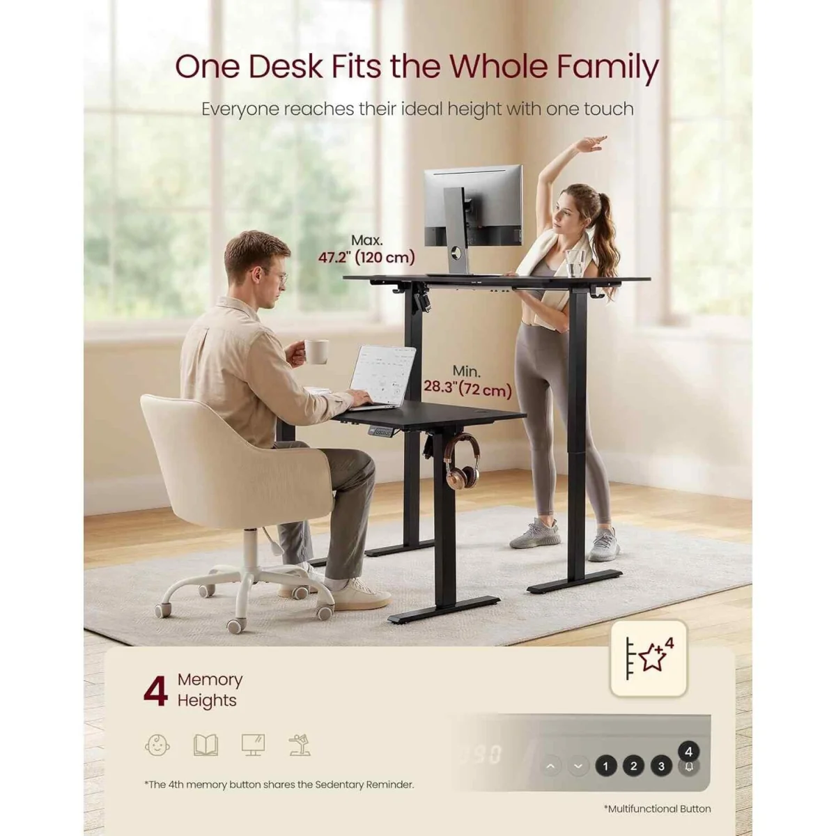 Electric Standing Desk Memory Function, Black - Black – image 4