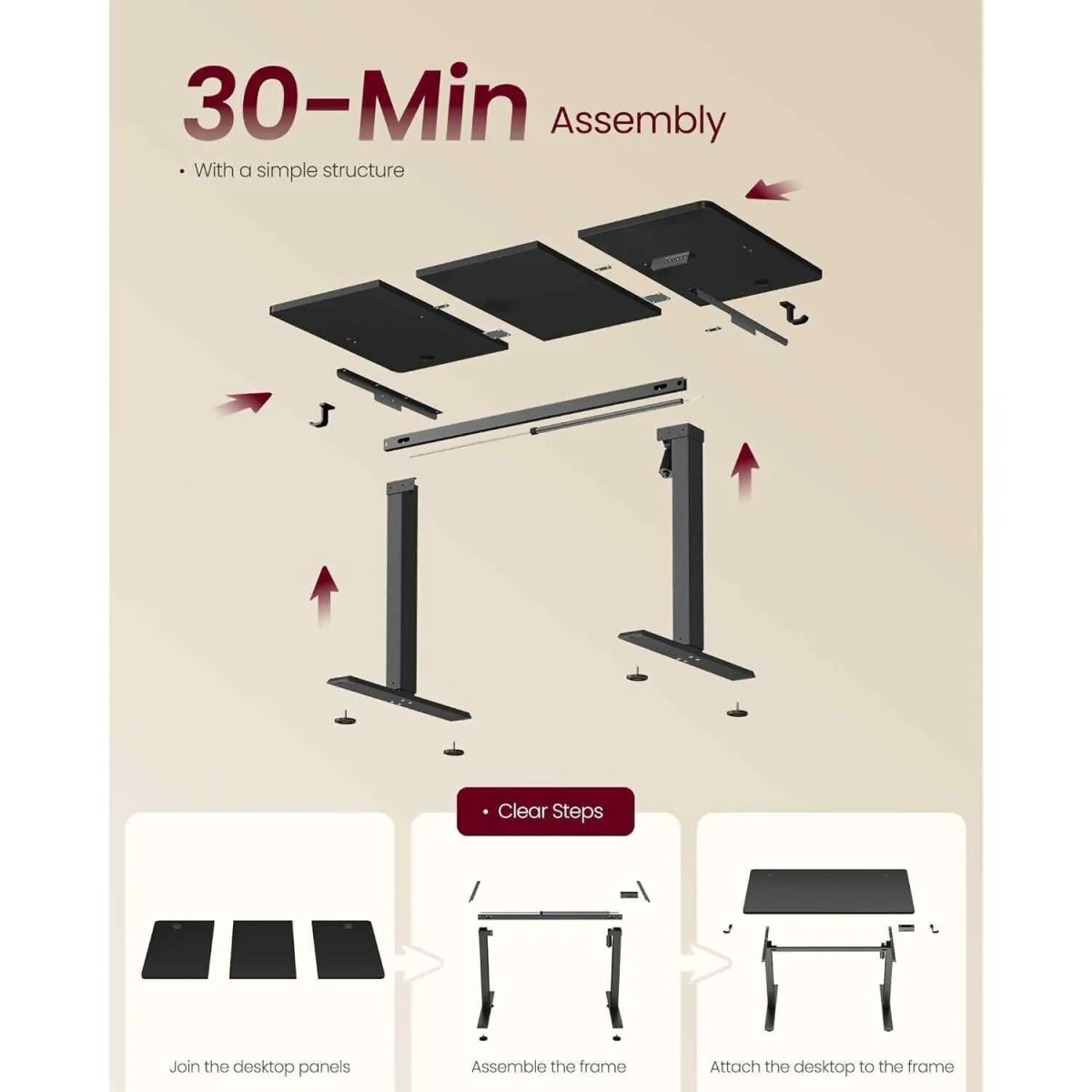 Electric Standing Desk Memory Function, Black - Black – image 7