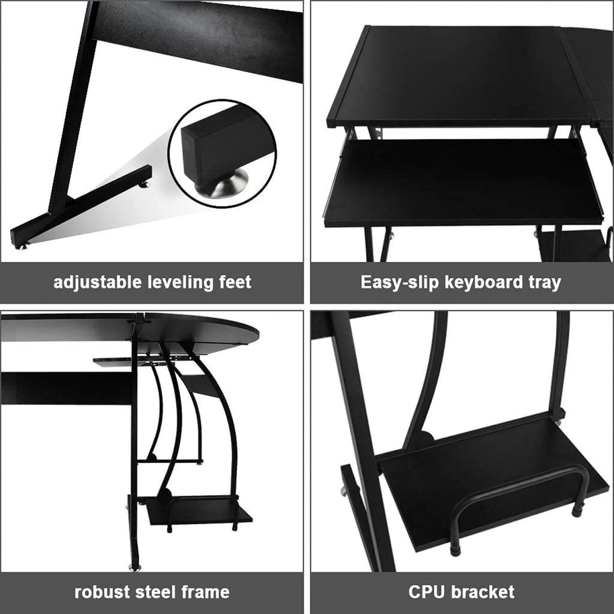 OUNUO Corner L-Shaped Wooden Computer Office Desk  - Black – image 7