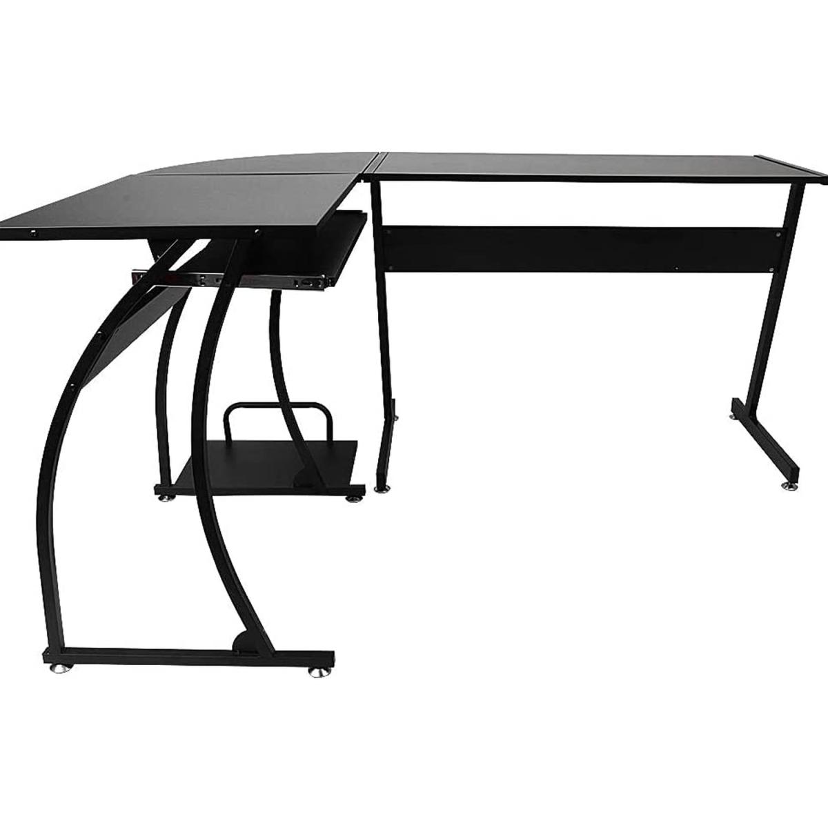 OUNUO Corner L-Shaped Wooden Computer Office Desk  - Black – image 8