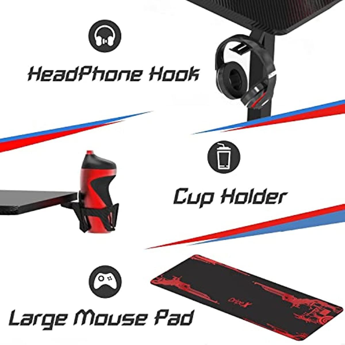 L shaped 155cm Corner Gaming Desk Large Carbon Fiber Desktop Surface - Black – image 6