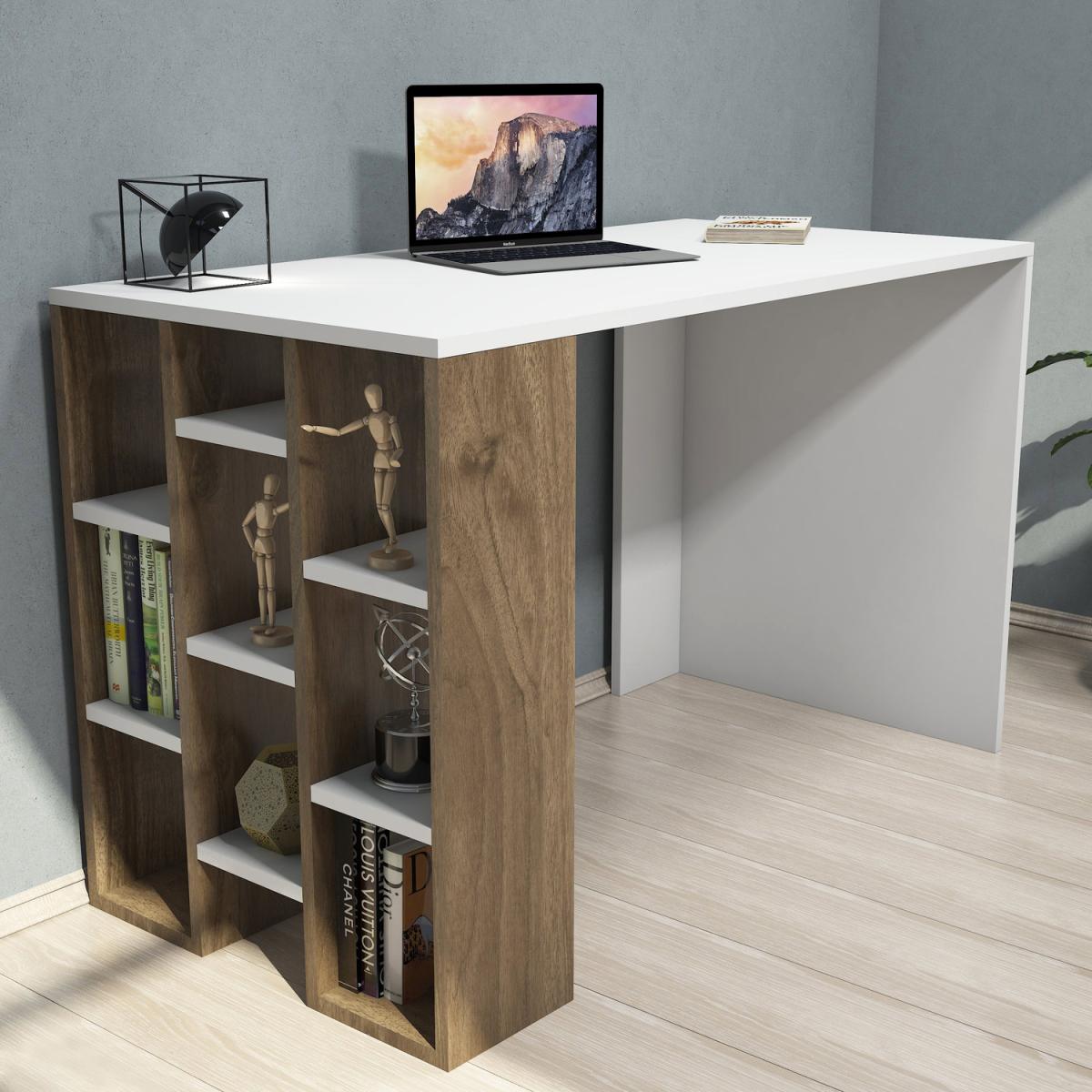 Inci White and Walnut Computer Desk - White and Walnut – image 4