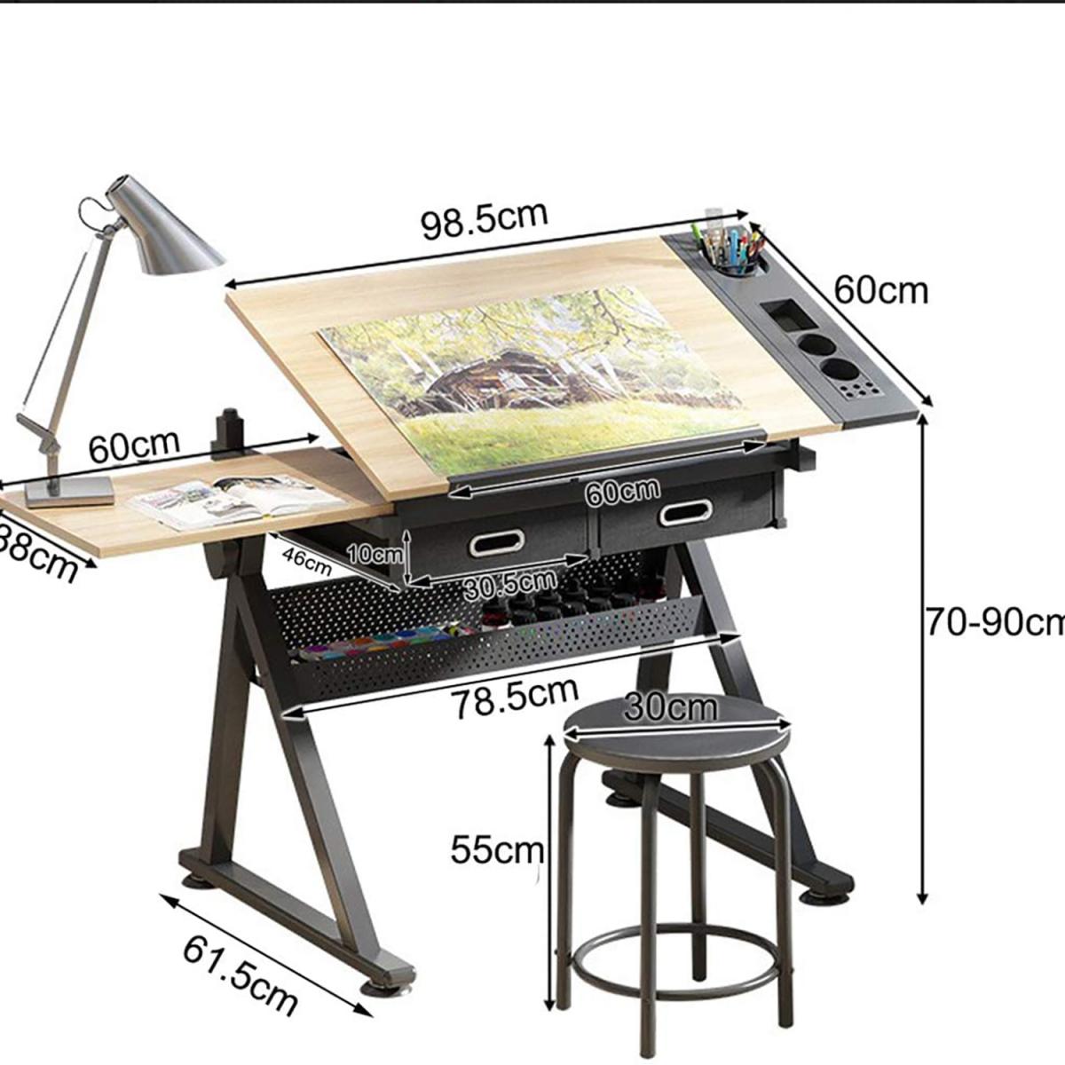Dripex Adjustable Drawing Desk with Tiltable Tabletop – image 2